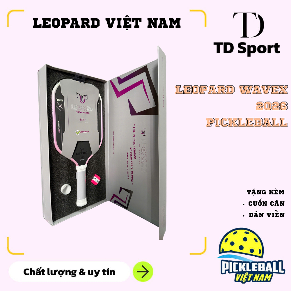 Vợt Pickleball  Cao Cấp LeoPard Wave X –Xoáy, Bám Bóng, Độ Nhám Cao - Bảo Hành 3 tháng