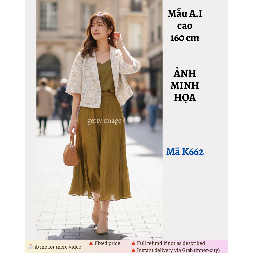 99k, Áo Khoác ngắn, Dạ Tweed không thương hiệu, đã dùng, mã K662