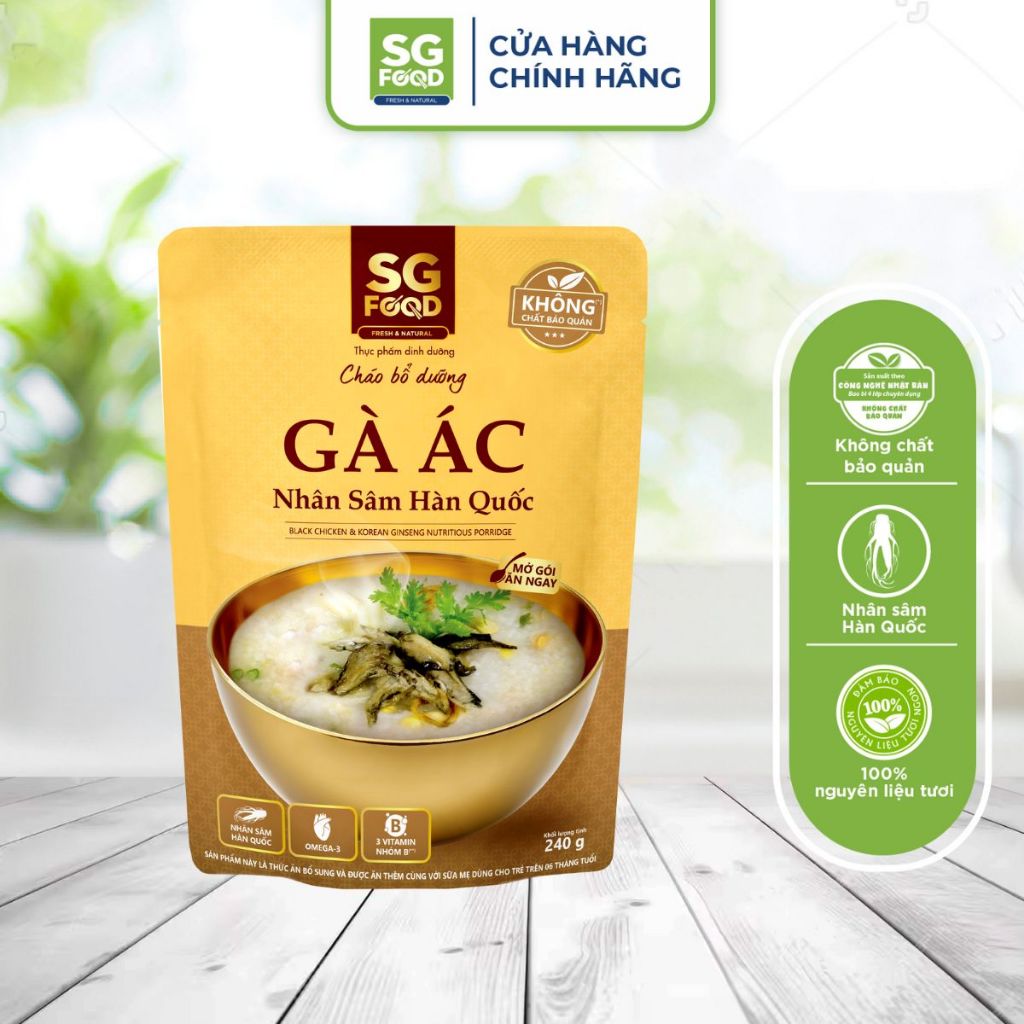 Cháo Bổ Dưỡng Ăn Liền SG Food Gà Ác Nhân Sâm 240g