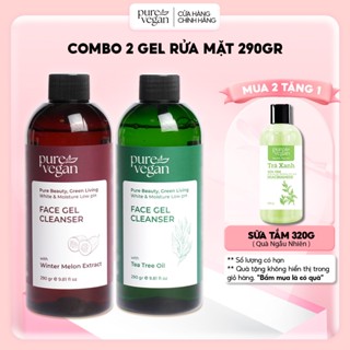 [Combo 2] Sữa Rửa Mặt Bí Đao & Tràm Trà Pure Vegan Giúp Làm Sạch Bụi Bẩn, Bã Nhờn, Dịu Nhẹ, Độ pH Thấp - 135gr & 290gr