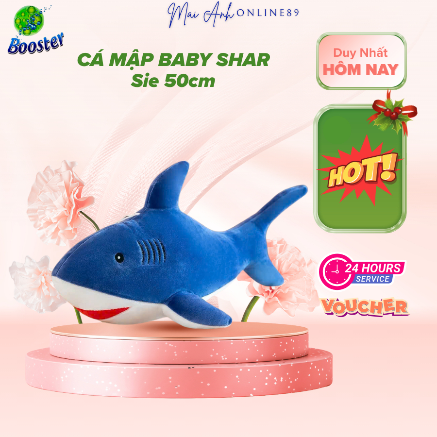Gấu bông cá mập baby shark, thú nhồi bông mềm mịn cao cấp, quà tặng dễ thương cho bé