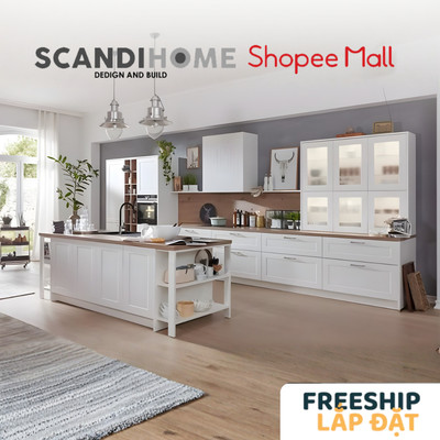 KITCHEN, Tủ bếp tân cổ điển gỗ công nghiệp cao cấp KIT_001, kệ bếp Scandi Home