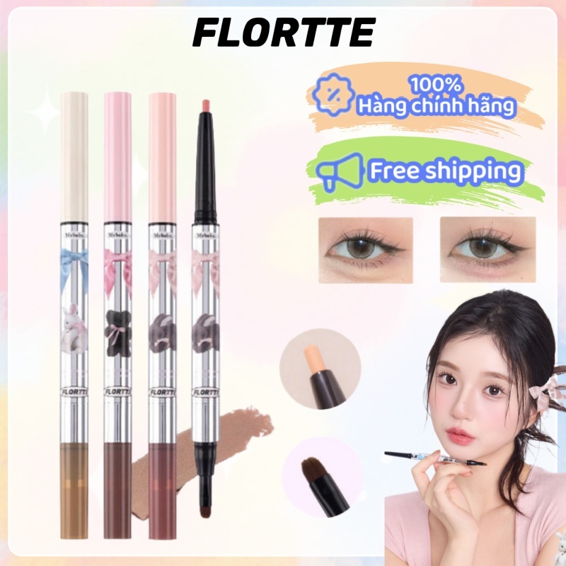 FLORTTE Bút kẻ mắt/kẻ viền mắt hai đầu có thể giúp giảm bọng mắt và định hình đường nét sống mũi