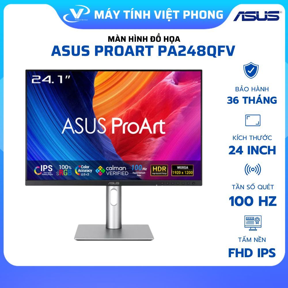 MÀN HÌNH ASUS PROART PA248QFV (24INCH/WUXGA/IPS/100HZ/5MS/LOA) CHÍNH HÃNG BẢO HÀNH 3 NĂM