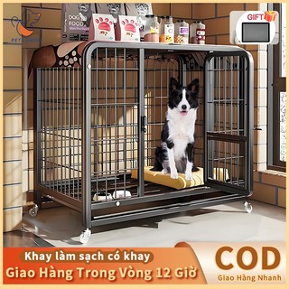 Pets Shop🐶 Chuồng Chó Lớn Bằng Sắt Có Khay Vệ Sinh Cao Cấp Lồng Chó Ống Vuông Dày Dặn Chắc Chắn