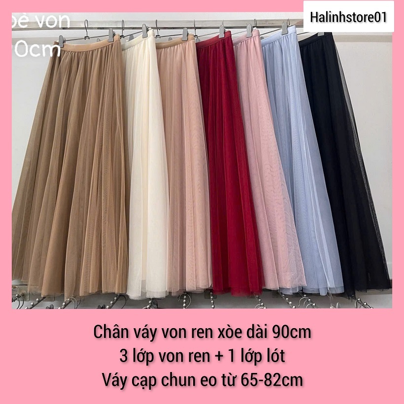 Chân váy von ren xòe dài 90cm