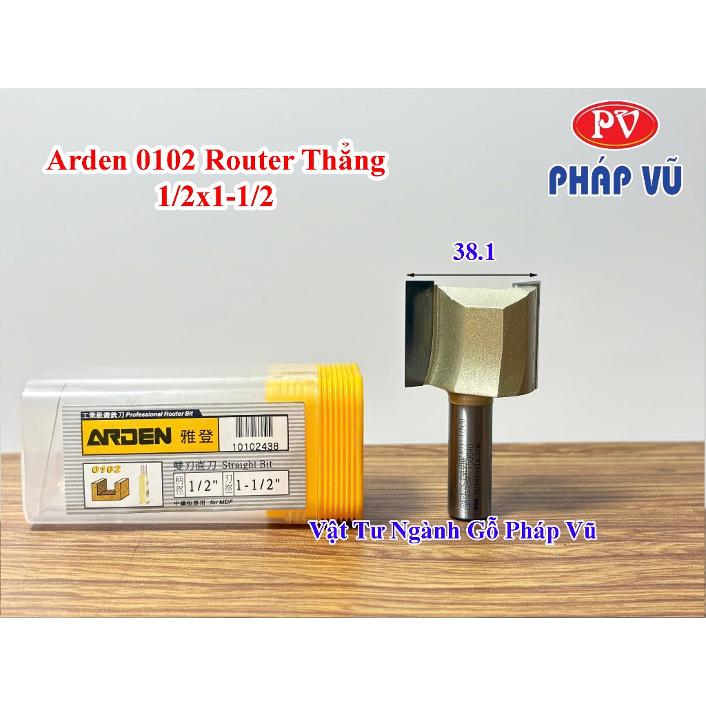 (0102/0103) Mũi phay Arden 0102-0103 thẳng/Mũi soi gỗ thẳng Arden/Mũi Router thẳng 2 lưỡi Arden-Ngàn