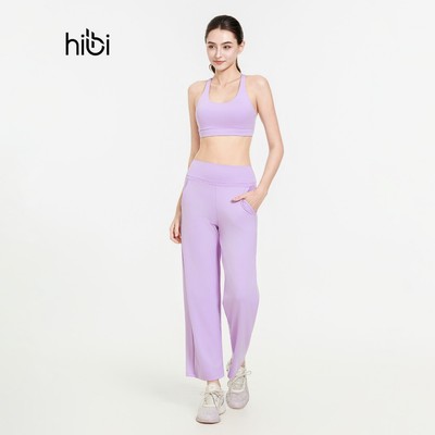 Set đồ tập Yoga Gym Hibi Sports H185 kiểu áo 6 dây đan quạt quần ống suông, kèm mút ngực