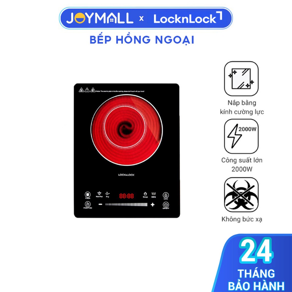 Bếp Hồng Ngoại Locknlock Infrared Cooker EJI421, Hàng Chính Hãng, Cảm Ứng, Mặt Kính - Joymall