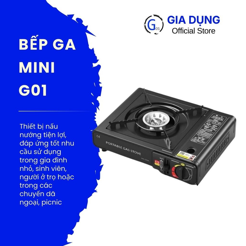 [Top Value] Bếp ga đơn mini tiện lợi G01 du lịch an toàn inox chống gỉ sơn tĩnh điện xách tay