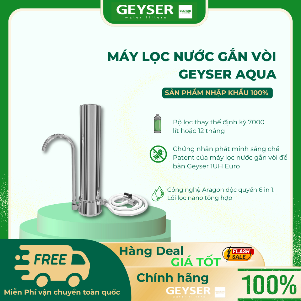 Máy lọc nước tắm Geyser Aqua - 700x700x200mm, 10kg, Công nghệ Aragon 6 in 1 và Từ trường 2 in 1