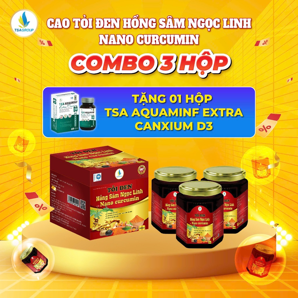 Combo 3 tặng 1 CAO TỎI ĐEN HỒNG SÂM NGỌC LINH tặng 1 hộp CANXI TSA AQUAMINF EXTRA CACIUM D3
