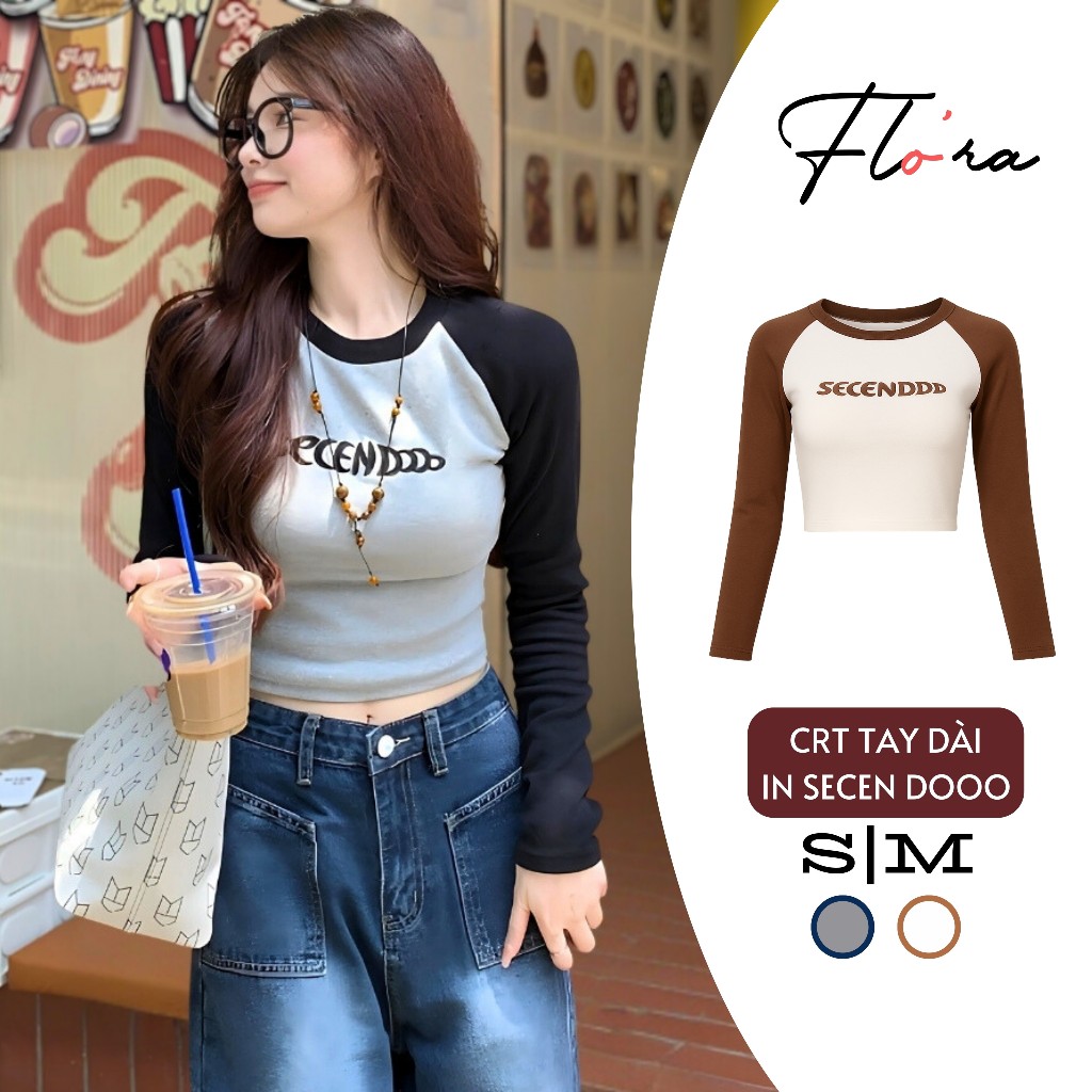 [XẢ HÀNG] Áo Croptop Tay Dài Cổ Tròn SECEN DOOO Chất Thun Borip BM70, Áo Thun Raglan Ôm Body Kiểu Se