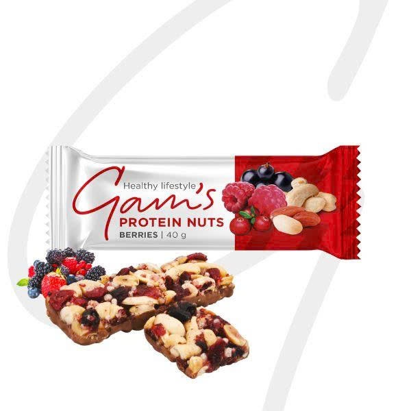 Thanh Hạt Giàu đạm Các Loại Hạt Hiệu Gam's  - Gam's Protein Nuts Bar Berries,4 Nuts Gluten Free Than
