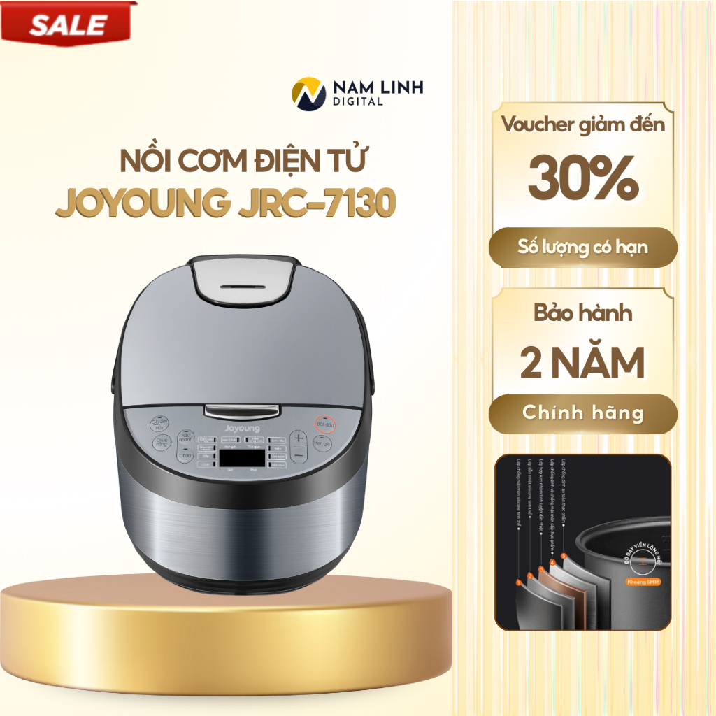 Nồi cơm điện tử 5L Joyoung JRC-7130 đa năng, hợp kim nhôm không gỉ, 6 bước nấu cơm ngon