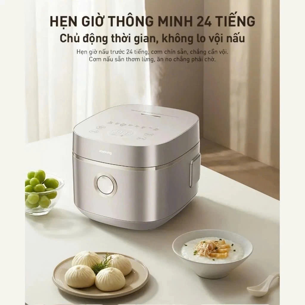 Nồi cơm điện inox JoYoung lõi 1,8L inox 316 xửng inox 304 JNRC-502 Tiếng Việt 4-8 Người Ăn BH 24M