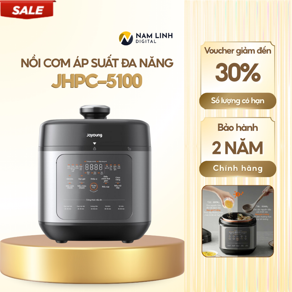 Nồi cơm áp suất Joyoung 5L JHPC-5100, Công suất 900W, An toàn, Chống gỉ
