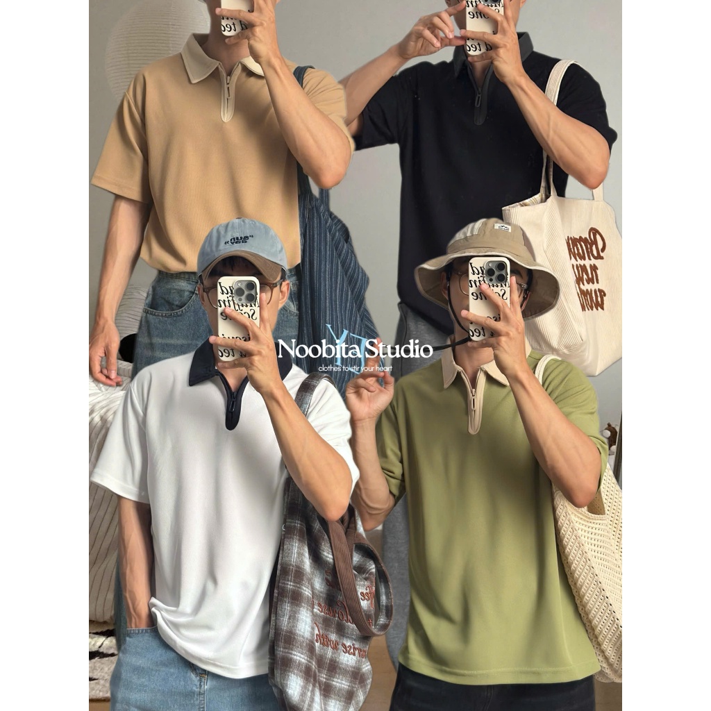NOOBITA - Áo thun polo dây kéo 8270
