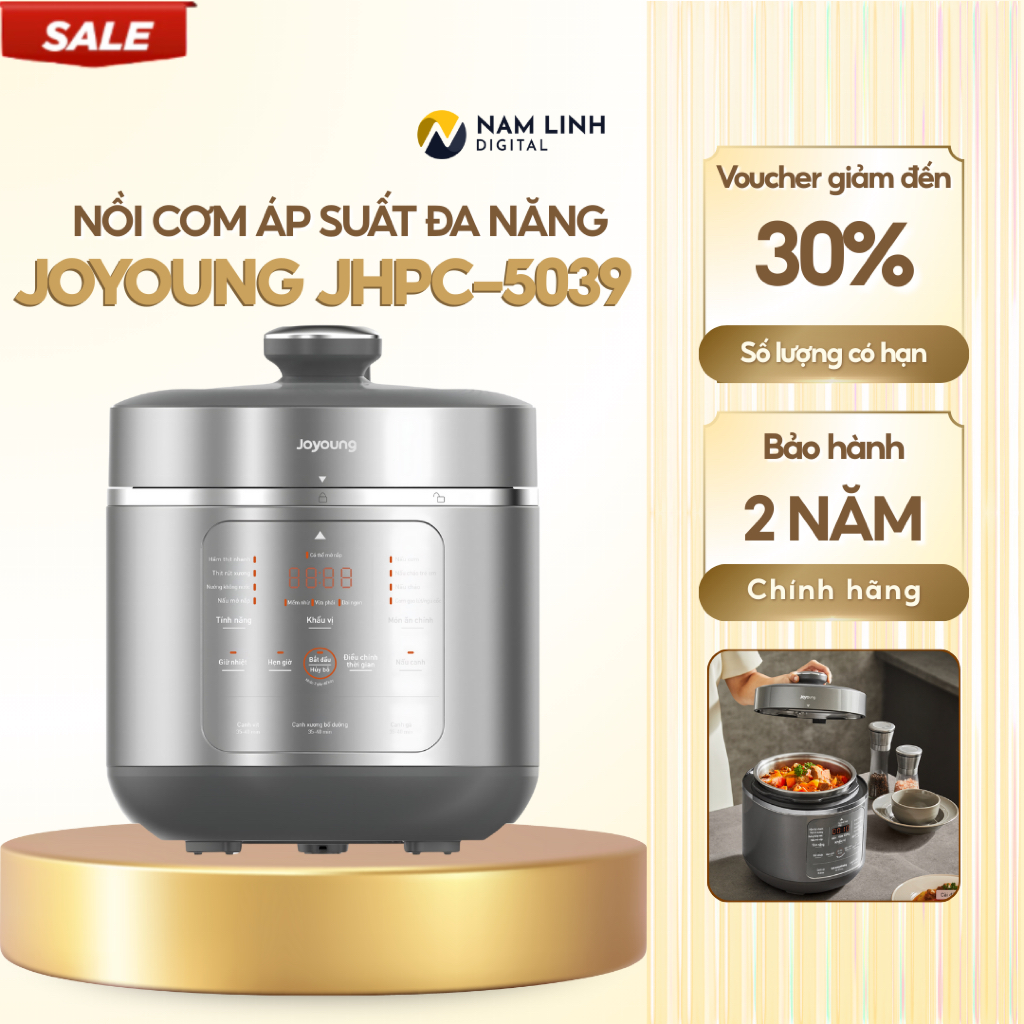 Nồi áp suất Joyoung 5L JHPC-5039, Công suất 900W, Nấu mở nắp, An toàn