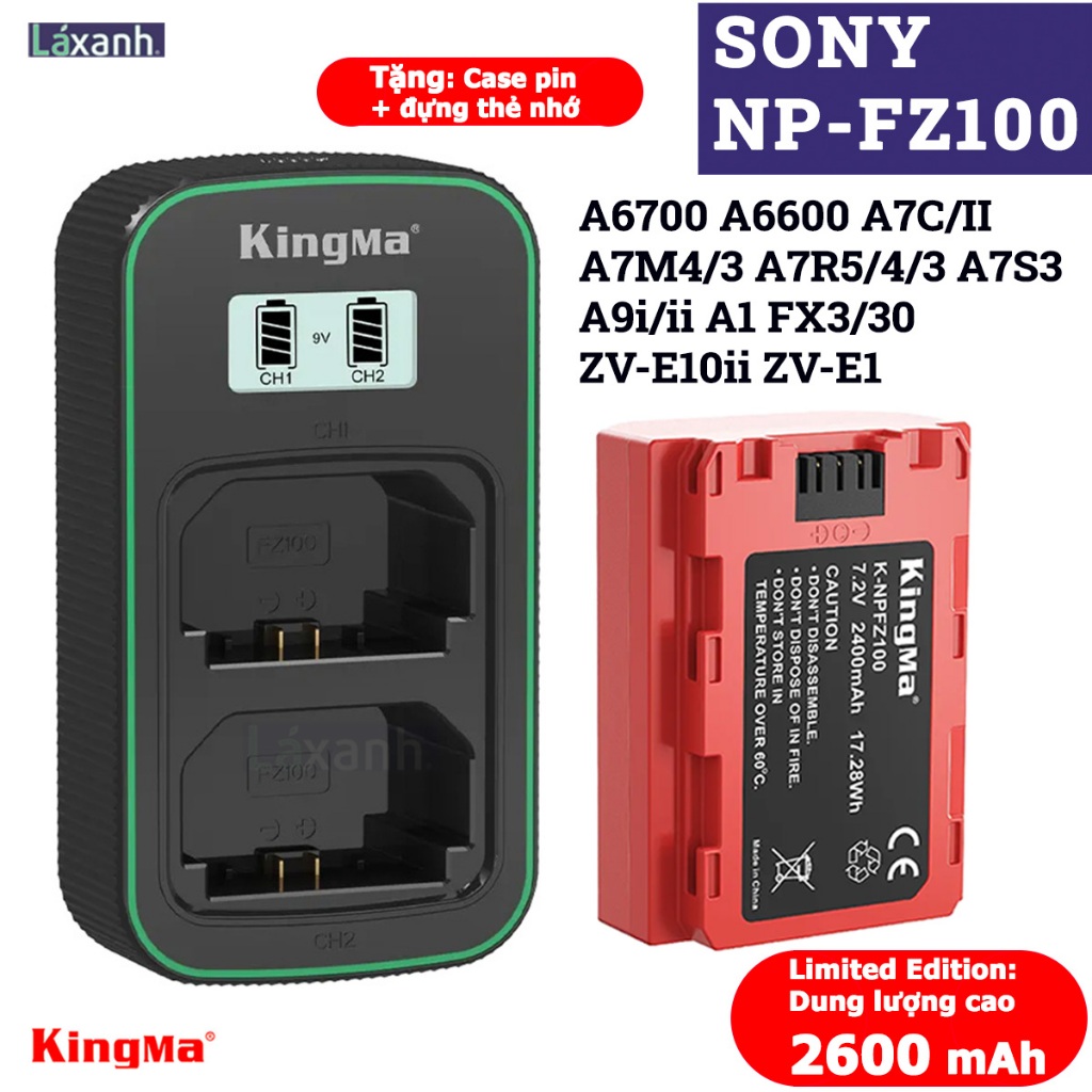 Sony NP-FZ100 | Pin và Sạc máy ảnh SONY FX3 FX30 A7C A6700 A6600 A74 A73 A7R5 A7S3 A7R4 A9ii A1 ZVE1