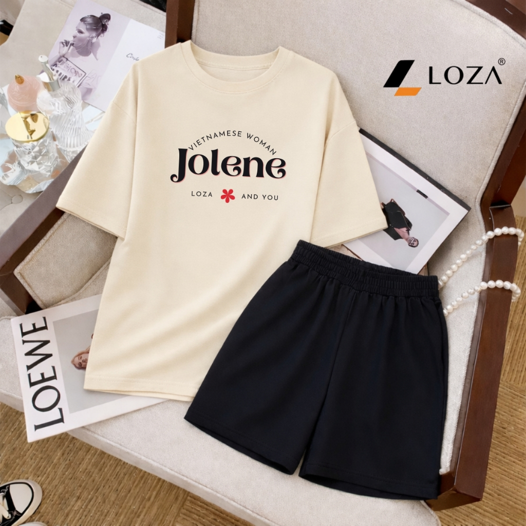 Bộ quần áo thun nữ dáng rộng NB25 in hình Jolene chất liệu cotton Loza BP580