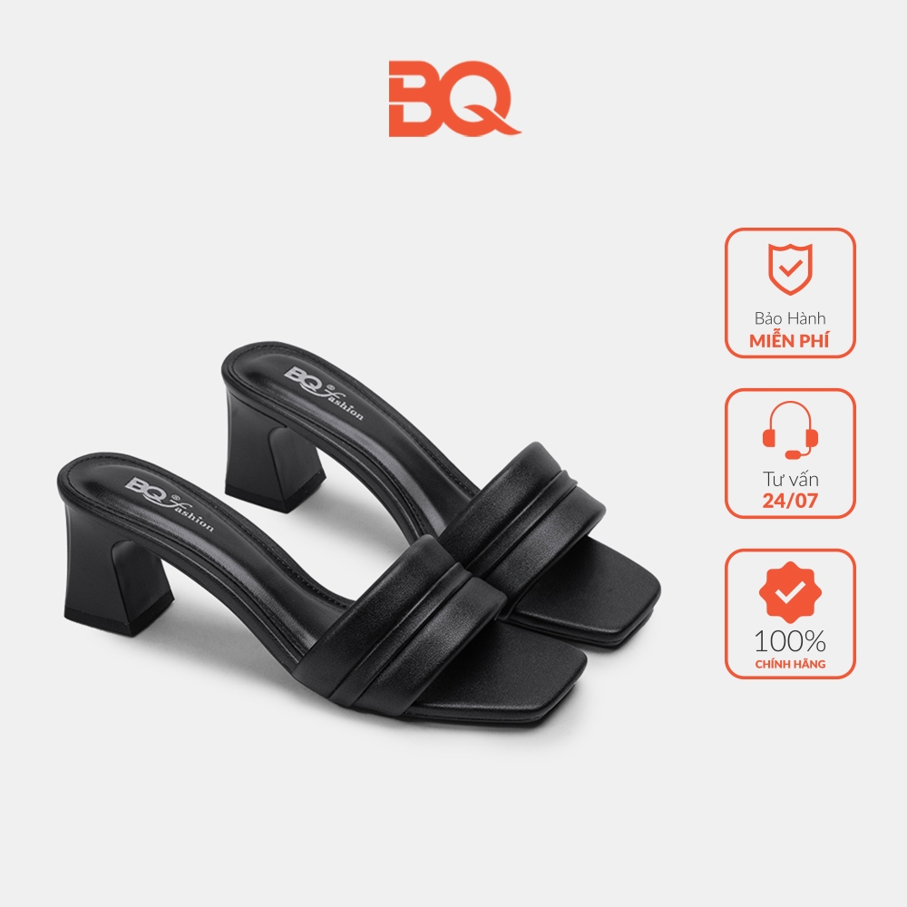 Dép cao gót nữ quai ngang dây đan đế trụ cao 7 phân BQ G BQ52