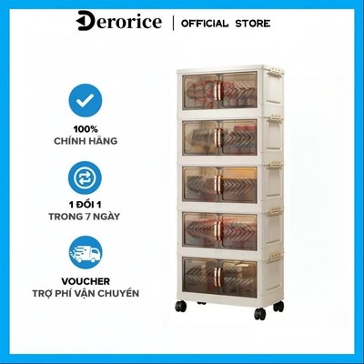 【Rộng 50】Derorice Tủ đựng đồ gấp tủ đựng đồ phòng khách phòng ngủ bếp Làm dày nhựa pp năm lớp công suất lớn