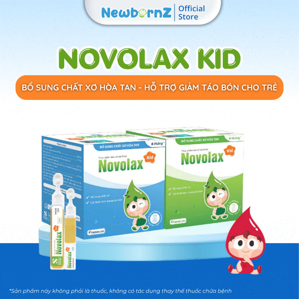Chất xơ hòa tan Novolax kid Novocare - Bổ sung chất xơ hòa tan cho bé - Hộp 30 ống x 5 ml