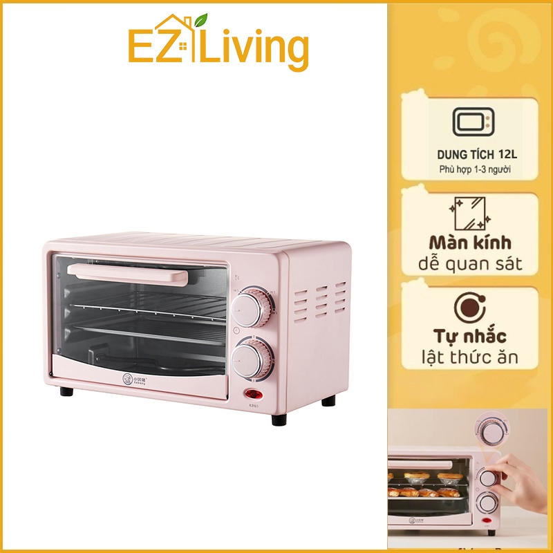 Lò nướng điện mini Hai Lớp Tự Động Toàn Diện Đa Năng - Dung tích 12L Công suất 750W thiết kế nhỏ gọn bếp nướng điện