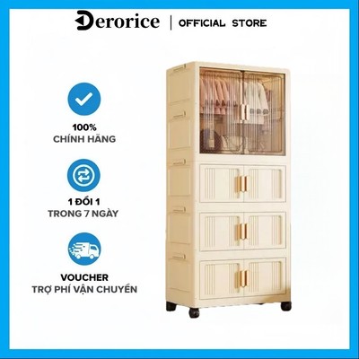 【Rộng 80】Tủ Nhựa Quần Áo Trẻ Em,Nhựa PP Dày Không Formaldehyde, Gấp Gọn Không Cần Lắp Ráp, Di Chuyển Dễ Dàng