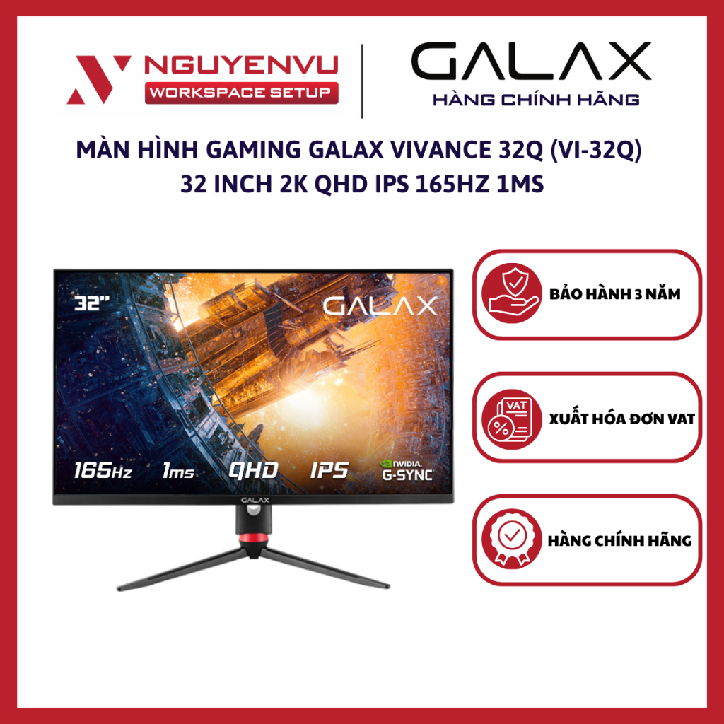 Màn Hình Gaming Galax Vivance 32Q (VI-32Q) 32 inch 2K (QHD IPS 165Hz 1ms) - Hàng Chính Hãng