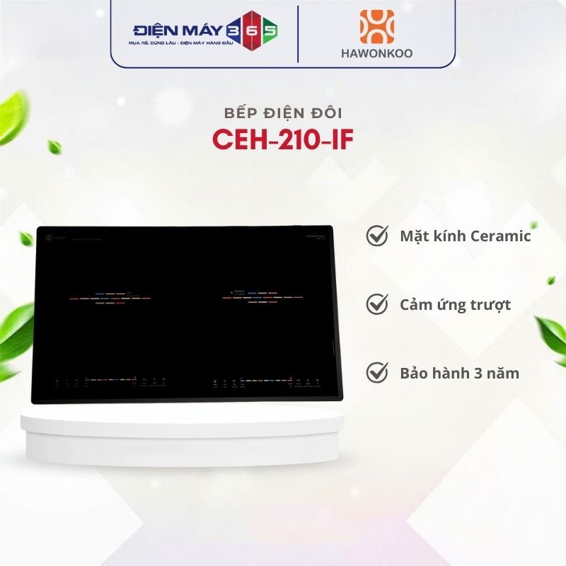 BẾP ĐIỆN ĐÔI HAWONKOO CEH-210-IF – Tặng Bộ nồi Junger 7 món CWJ-070