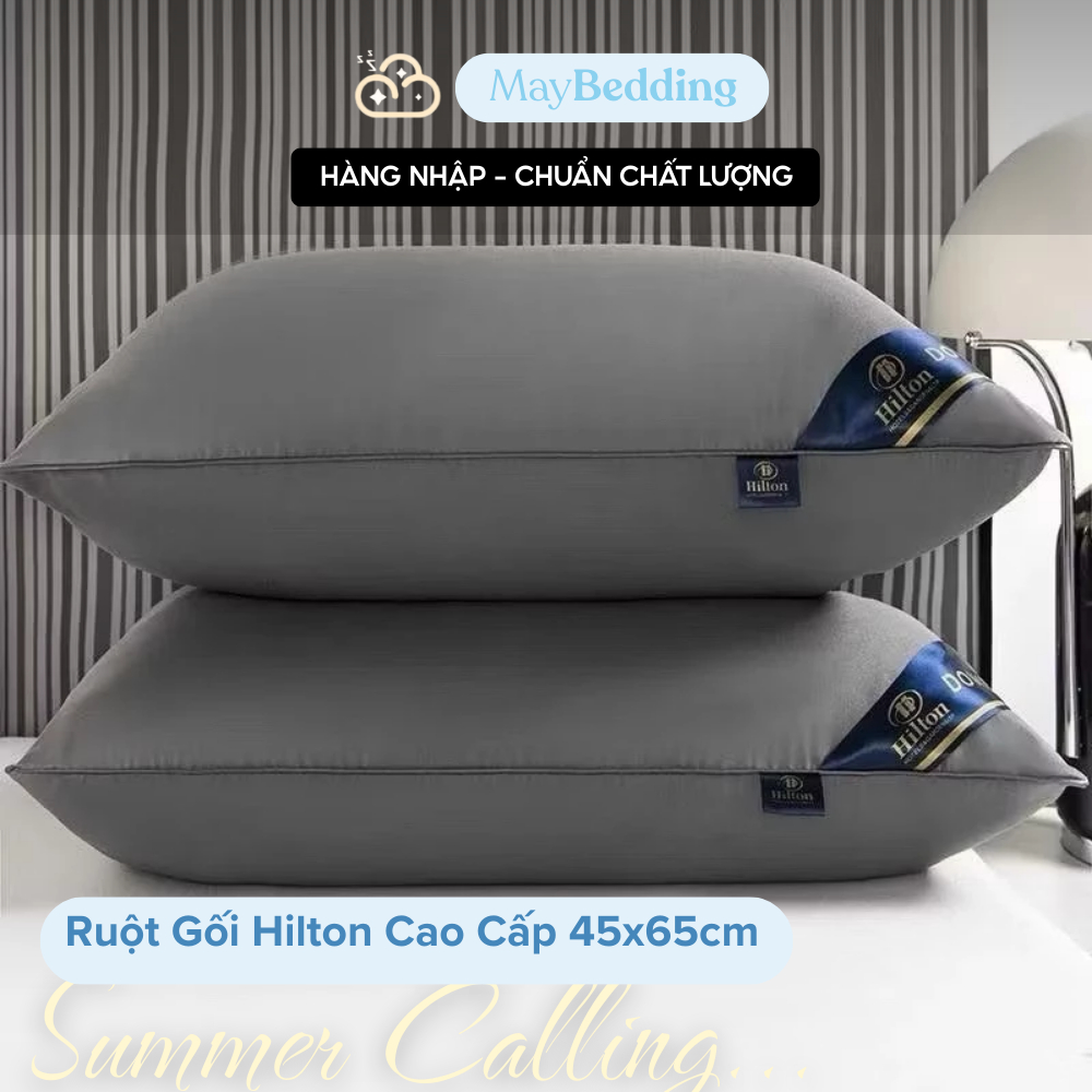 Ruột Gối Nằm Hilton Pillow Cao Cấp 45x65cm – Gối Bông Gòn Êm Mềm, Vải Poly Dày Dặn, Nhiều Màu Lựa Ch
