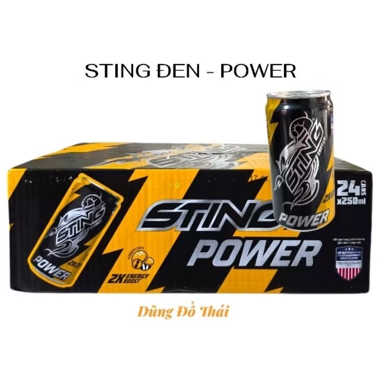 Thùng 24 Lon Nước Tăng Lực Sting Đen Power Limited Edition 250ml