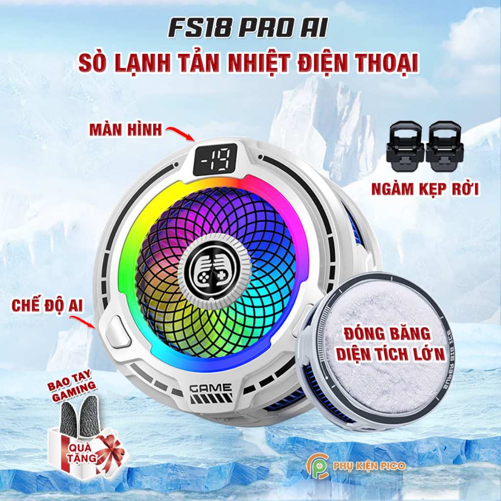 Quạt tản nhiệt điện thoại sò lạnh từ tính CX15 Pro / FS18 Pro AI RGB Gaming thế hệ mới đóng băng bề 