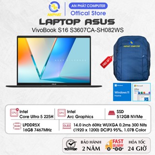Laptop ASUS VivoBook S16 S3607CA-SH082WS, Core Ultra 5 225H, 16GB RAM, 512GB SSD, 16.0 FHD+ OLED, Win11, Office2024
