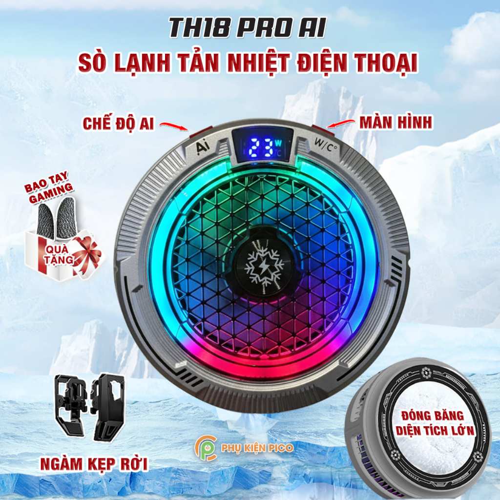 Quạt tản nhiệt điện thoại sò lạnh từ tính TH18 Pro / FS18 Pro / CX17 Pro AI RGB Gaming thế hệ mới đó