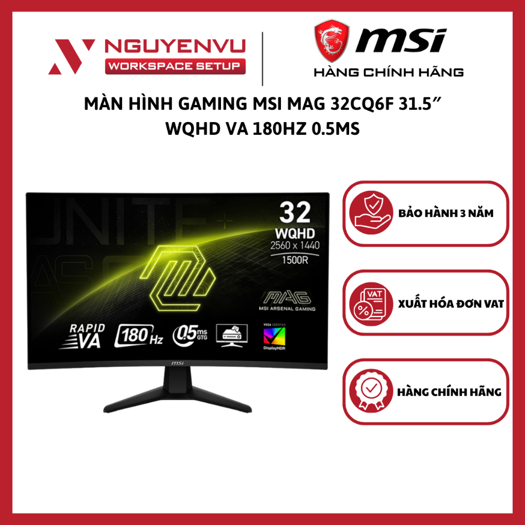Màn Hình Gaming MSI MAG 32CQ6F 31.5″ (WQHD VA 180Hz 0.5ms) - Hàng Chính Hãng
