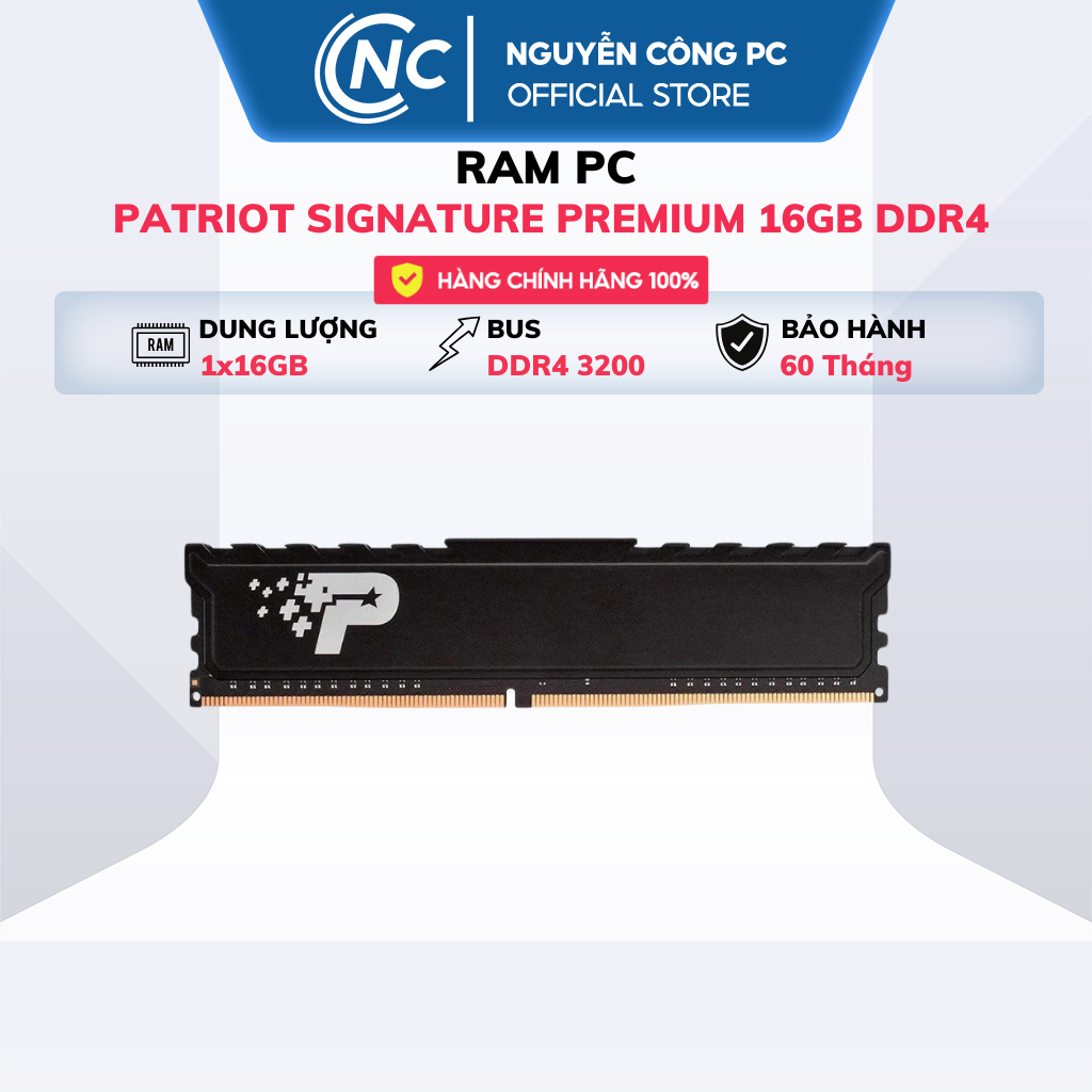 RAM Patriot Signature Premium 16Gb ( 1x16Gb - DDR4 - 3200MHz ) - NEW - BH 60 Tháng | BigBuy360 - bigbuy360.vn