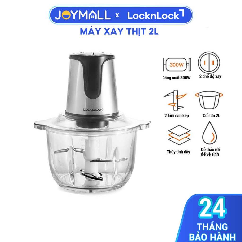 Máy Xay Thịt LocknLock EJM171 2L, Hàng Chính Hãng, 4 Lưỡi Dao Inox, Cối Thủy Tinh - JoyMall