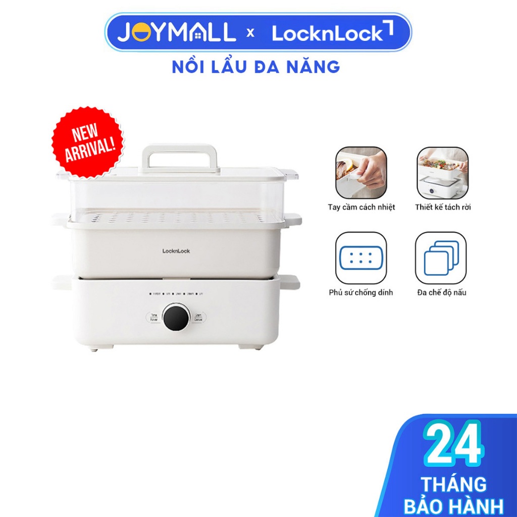 Nồi Lẩu Đa Năng Bianco Locknlock EJP154IVY, EJP124IVY, EJP134IVY, Hàng Chính Hãng - JoyMall