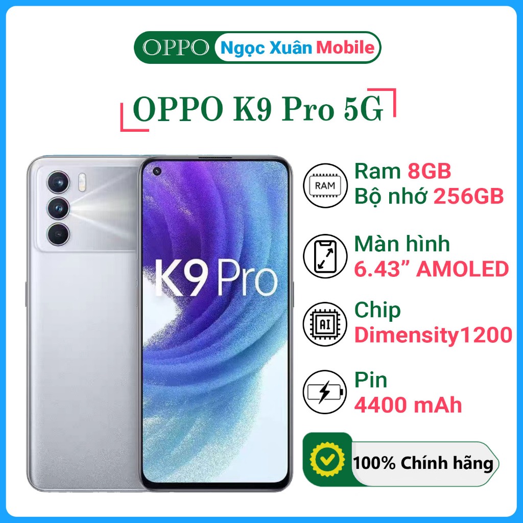 Điện thoại OPPO K9 Pro 5G RAM 8GB/256GB - Hiệu Năng Mạnh, Chip Dimensity 1200, bản không vân tay