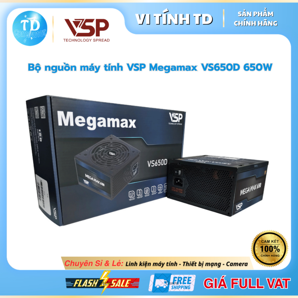 Nguồn máy tính 650W VSP MEGAMAX VS650D - Hàng chính hãng