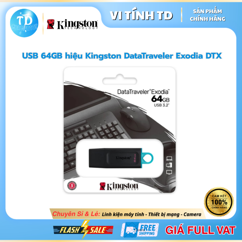 USB 64GB Kingston DataTraveler Exodia DTX - Hàng chính hãng