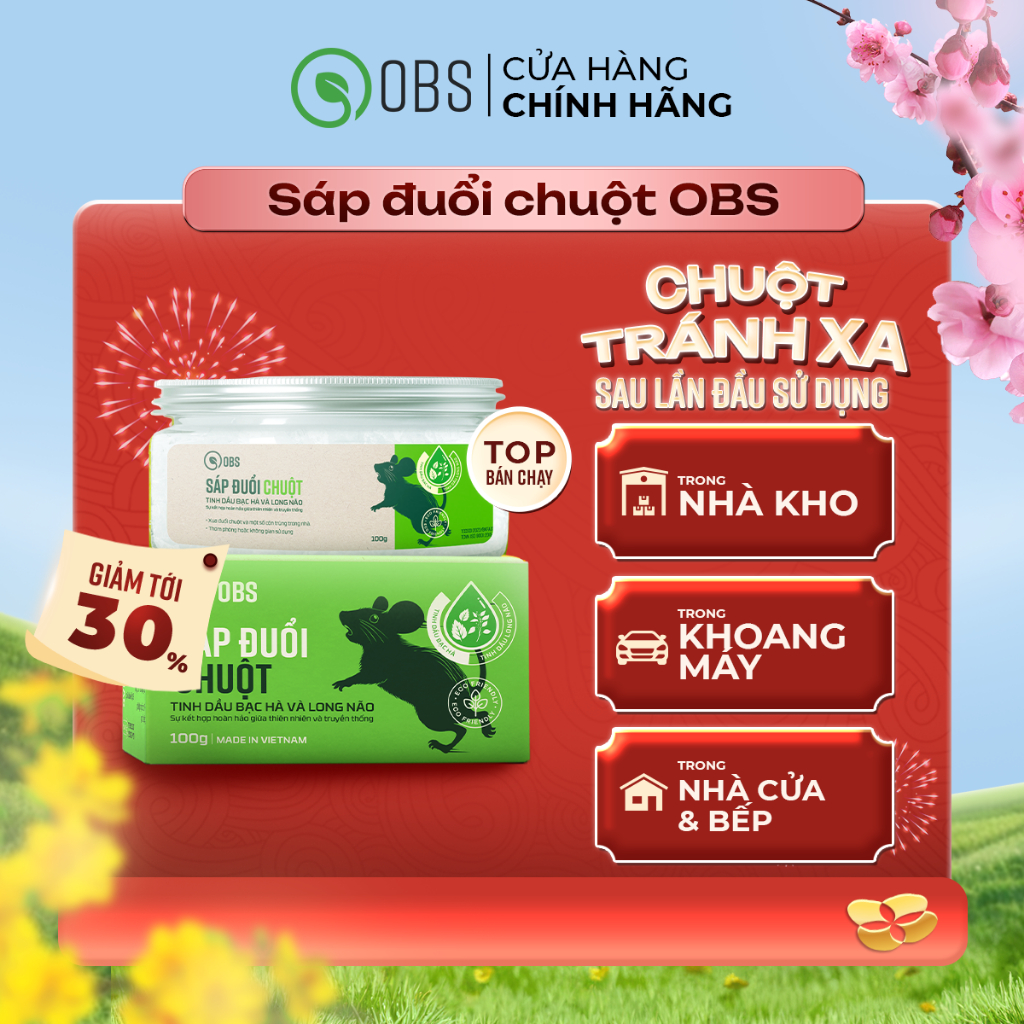Sáp Thơm Đuổi Chuột OBS, Thành Phần An Toàn Tự Nhiên, Thích Hợp với Mọi Gia Đình 100g
