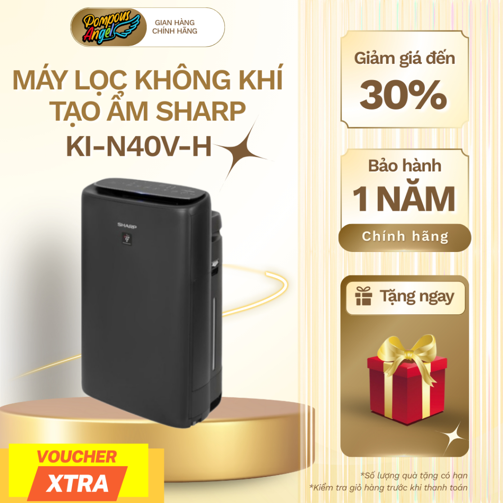 [Chính hãng] Máy lọc không khí tạo bù ẩm SHARP KI-N40V-H màu đen kết nối điện thoại wifi cho phòng 2