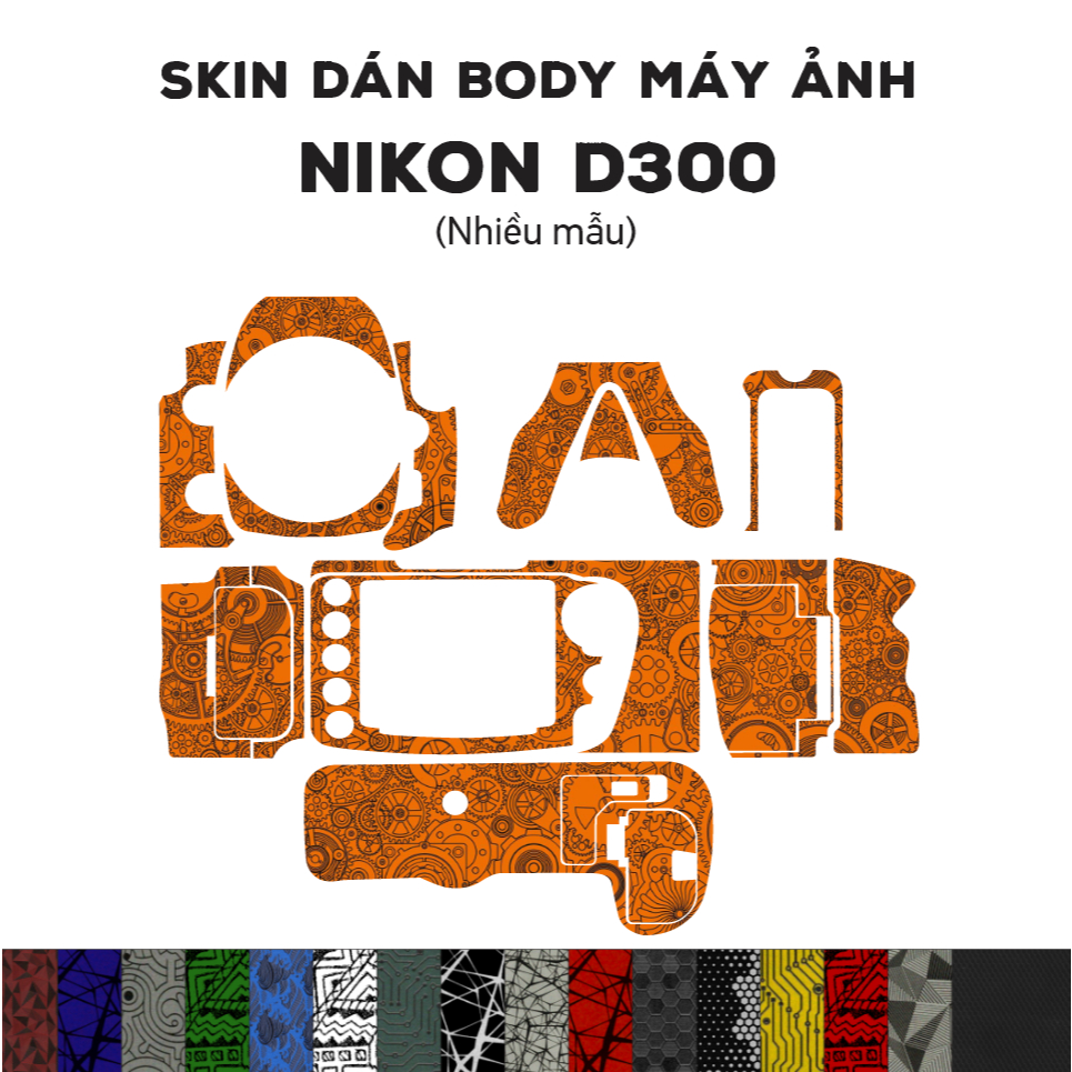 Skin 3M dán Nikon D300 (Nhiều mẫu) | Miếng film dán chống bám bẩn cho body máy Nikon D300