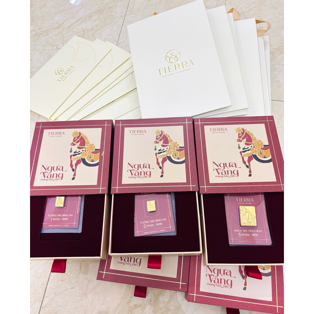 Thẻ Vàng Mỹ Nghệ 24K Tierra Tết Bính Ngọ 2026 - 1 Phân/ 2 Phân/ 5 Phân Ép Vỉ