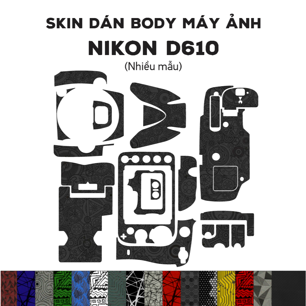 Skin 3M dán Nikon D610 (Nhiều mẫu) | Miếng film dán chống bám bẩn cho body máy Nikon D610
