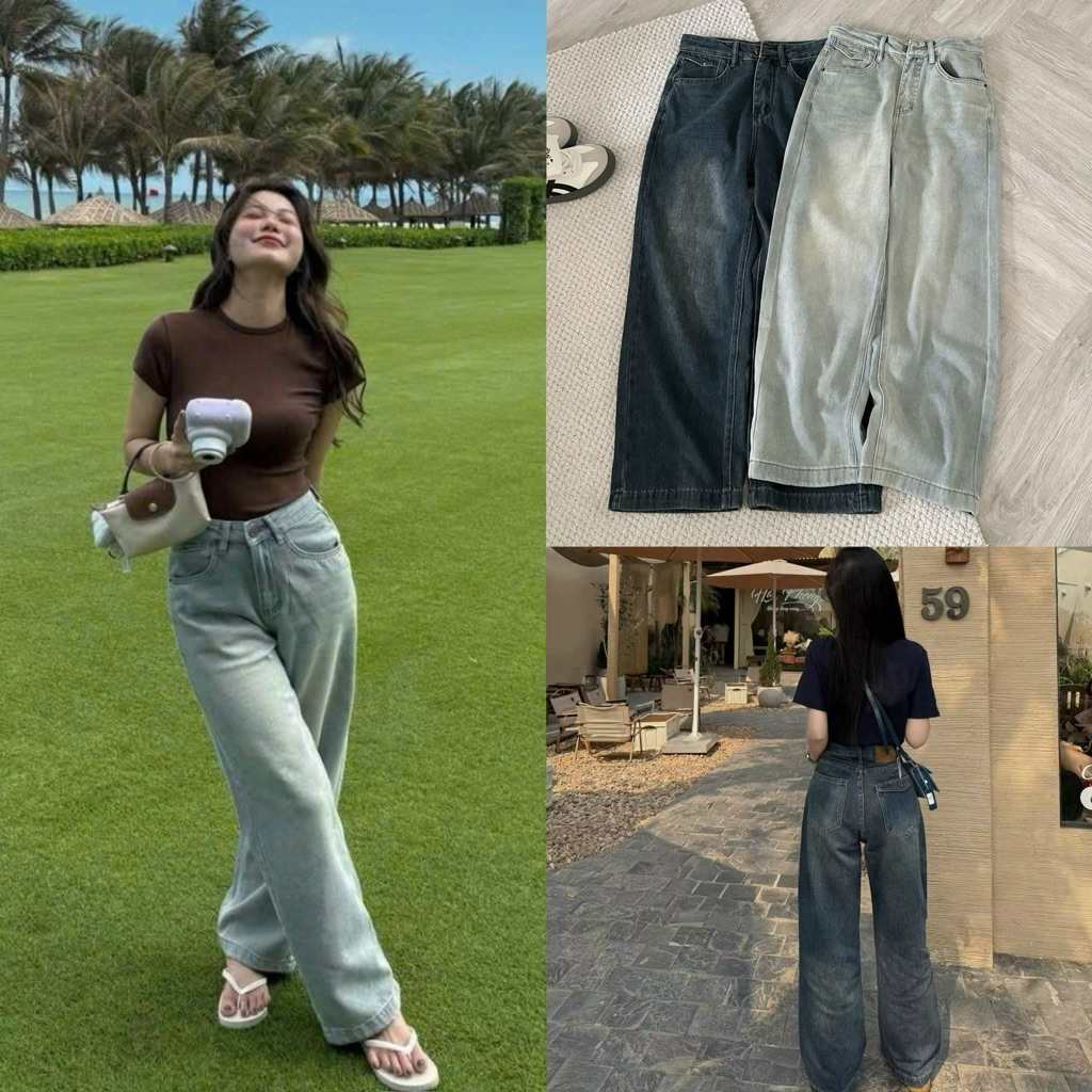 Quần jeans nấm ống suông phong cách Hàn Quốc 5709